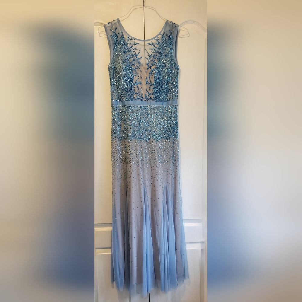 Adrianna Papell Light Blue Sequin Gown